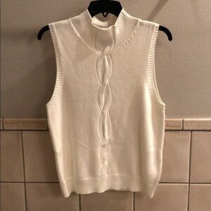 New vintage Grace Dane Lewis mock neck fisherman knit sleeveless vest sweater
